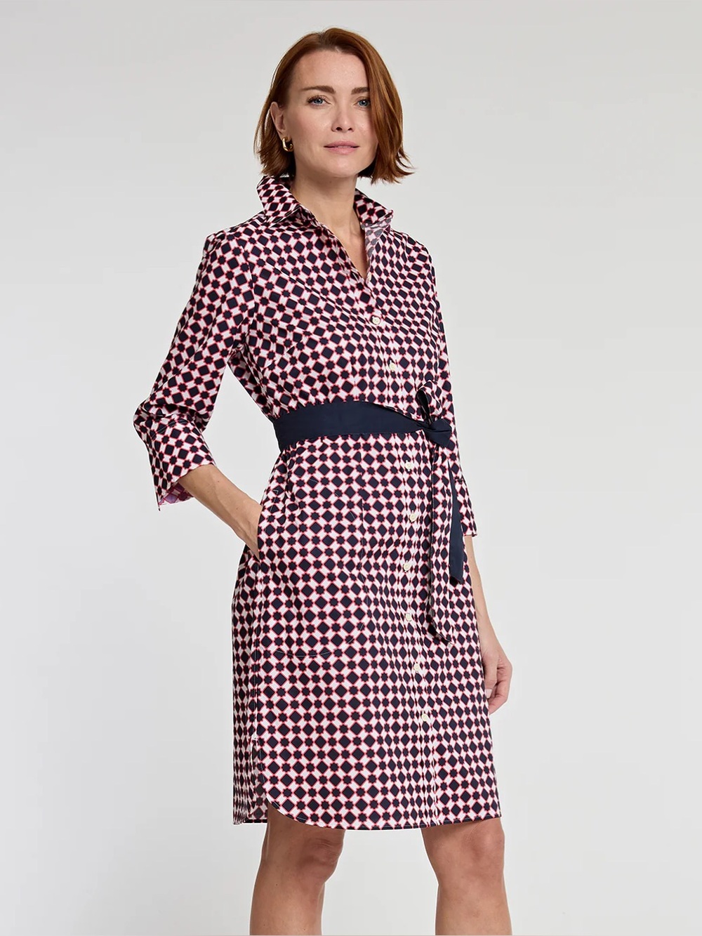 NEW $350 Hinson Wu Kathleen 3/4 Sleeve Tile Print Dress. Size XL. No tags.